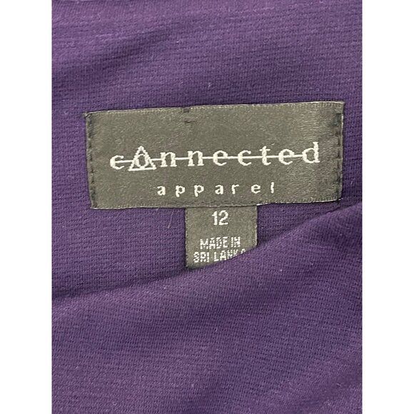 Size 12 DARK PURPLE‎ KNIT TIERED SHEATH DRESS Day/Evening Classy Fall Winter - Picture 4 of 4